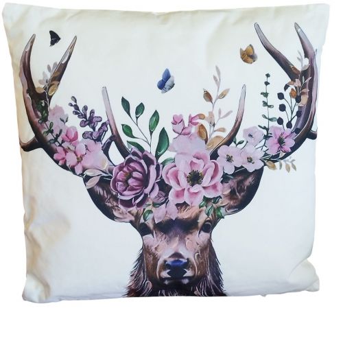 Coussin cerf rose