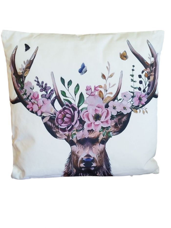 Coussin cerf rose