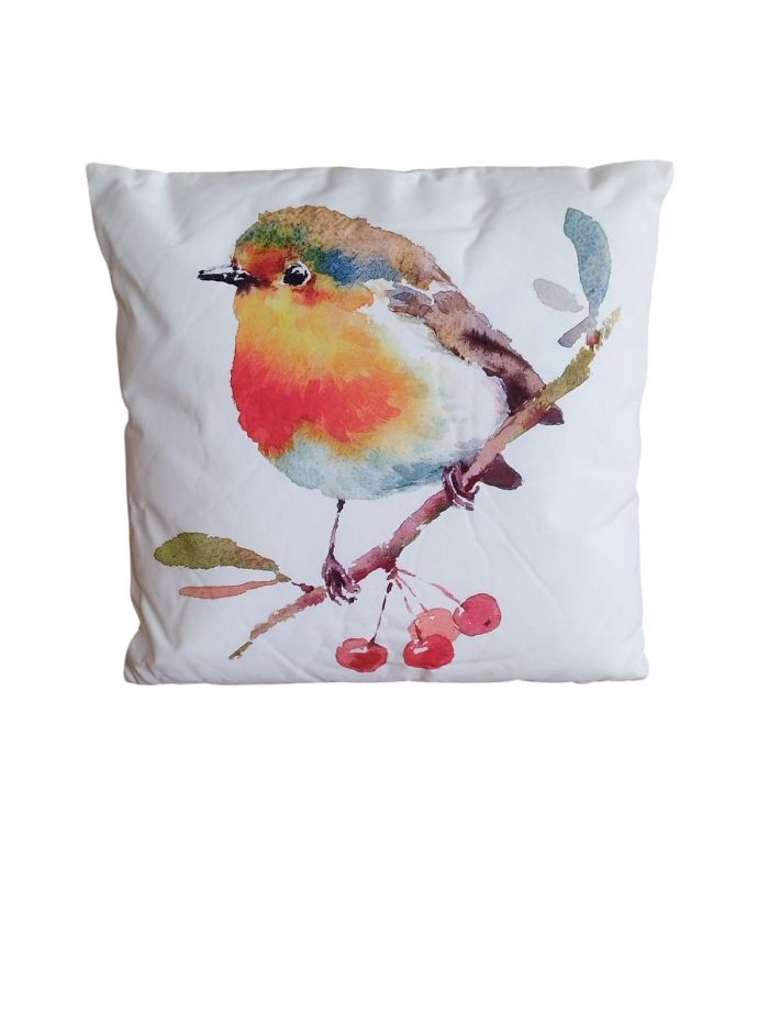 Coussin rouge gorge